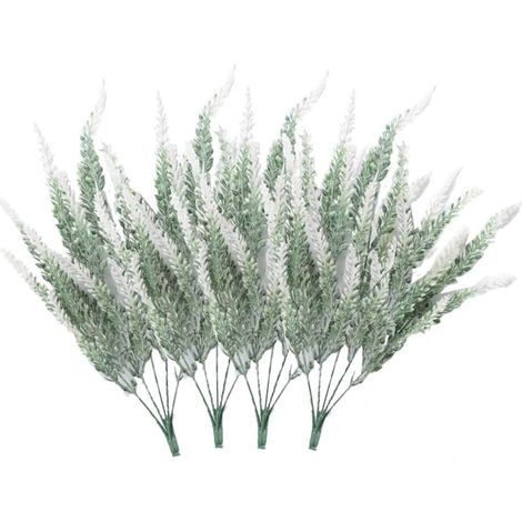 4 mazzi di fiori artificiali fiori artificiali floccati pianta di lavanda fiori artificiali decorazione in vaso (bianco), SOEKAVIA (1/5)