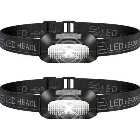 Lampada frontale a LED ricaricabile tramite USB - 2 pezzi leggeri e potenti per il campeggio (1/5)