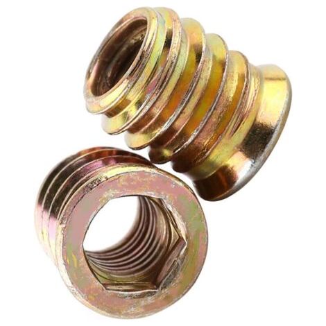 Pair M6 x 10 mm Gewindeeinsatz, Holzeinsatz, Schraubenmuttern, Sechskantmutter aus Zinklegierung, Sechskant-Einschraubhülse (100 Stück)