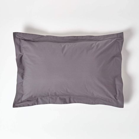 Taie d'oreiller rectangulaire 100% Coton égyptien 200 Fils Coloris Gris foncé 50x75 cm (1/5)