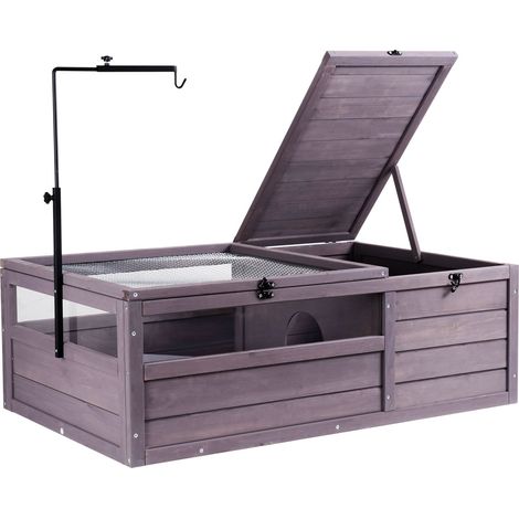 Maison pour Tortues, Habitat pour Tortues Intérieur Extérieur, Enclos en Bois pour Tortues avec Support Lampe Réglable, Cage pour Reptiles, Petits Animaux, Gecko, Lézard, Serpent, 96,5x61x33 cm (1/5)