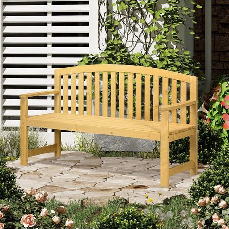 HAVRYA 2-Sitzer Gartenbank aus Holz mit Rückenlehne und Armlehnen, 240 kg, 143 x 51 x 85 cm, orange (1/5)