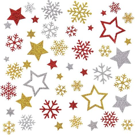 6 sheets 240 pcs Autocollants Noël Stickers Pailletés Gommettes Noël Étoiles Flocons de Neige Décoration pour Carte Cadeaux de Noël Artisanat Scrapbooking Bricolage (1/5)