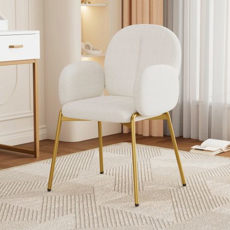 Fauteuil pivotant, design contemporain, fauteuil de détente pivotant, 5 roulettes, rotation à 360°, chenille, beige (1/5)
