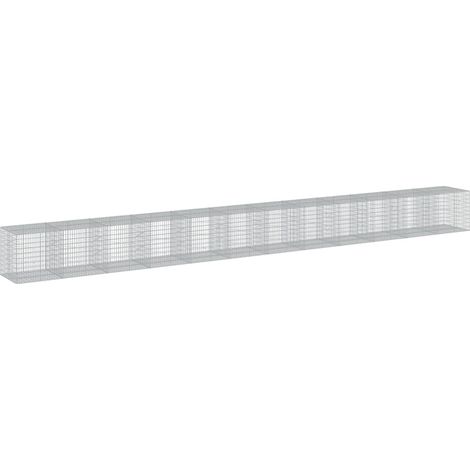 Gabbione recinto a gabbia muro di contenimento con coperchio 1200 x 100 x 100 cm ferro zincato argento 020040130