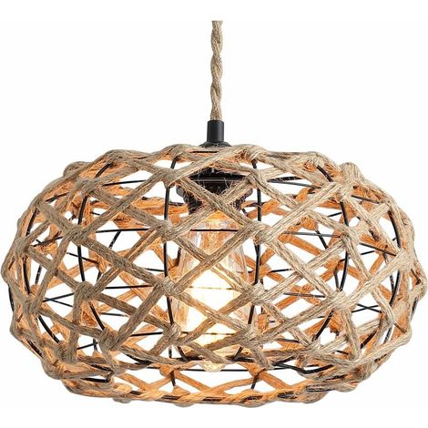 Suspension à tissu industriel rustique avec une seule corde de chanvre à un seul léger, réglable, un éclairage suspendu, une ferme de ferme, une salle à manger intérieure (1/5)