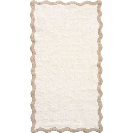 Tappeto da bagno in cotone rettangolare 80 x 150 cm beige e marrone Nangal (1/5)
