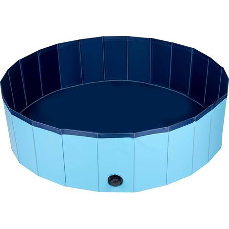 Hunde-Pool – 120 x 30 cm – Für mittelgroße Hunderassen – Faltbarer Pool – Rutschfester Boden – Mit Ablassventil – Blau (1/5)