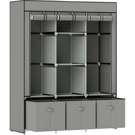 Armoire en tissu pliable avec 3 tiroirs 125 cm x 43 cm x 162,5 cm gris clair (1/5)