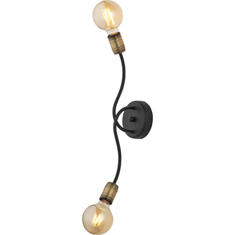 Applique loft minimal doppia nera patinata 2xE27 Jupiter