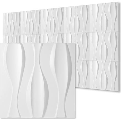 Wolketon Paneles murales 3D Pulsación Blanco 50×50 cm – Paneles de PVC modernos (1/5)