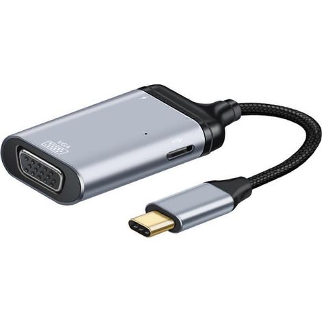 Adaptateur Type-C vers VGA, adaptateur USB-C vers TVHD 4K, adaptateur USB-C vers TVHD/VGA/DP1.4/miniDP/RJ45, charge rapide et transfert de données. (1/5)