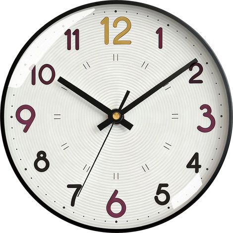 Horloge murale minimaliste classique (8 pouces), design silencieux, blocs de couleur, cadeau de décoration intérieure créatif. (1/5)