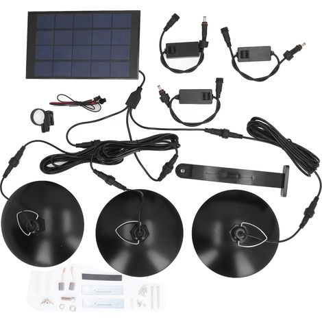 Suspension solaire LED avec 3 têtes à induction blanc chaud réglable IP65 étanche lumières extérieures pour patio grange chemin porche sans télécommande (1/5)