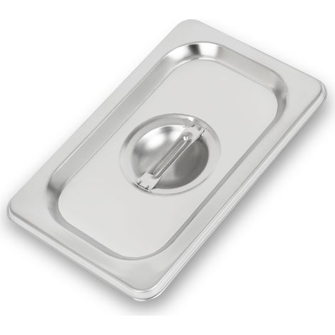 VERTES GN Deckel 1/9 Gastro Norm Gastronorm (Edelstahl, Hygienisch, Rostfrei, Kratzfest, Temperaturbeständig von -40° bis +300°C, mit Griff, für Bain Marie und Vielseitigen Einsatz in Gastronomie)