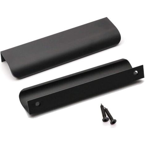 Lot de 10 Poignee de Meuble Cuisine Noir Poignée Cuisine Noir Poignée Profil Noir Poignée Meuble Noir Mat en Alliage d'Aluminium Entraxe 128mm Longueur 150mm(Noir) (1/5)