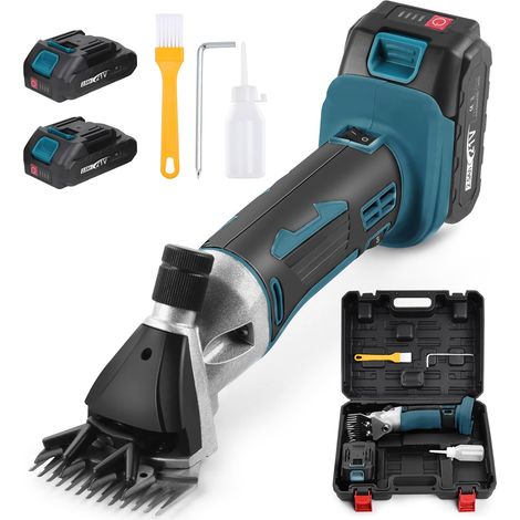 Akku Schafschermaschine, 500W Elektrische Schafschere Mit 2x2500mAh Akkus, 6 Geschwindigkeiten Professionelle Elektrische Kabellose Schafschere Kompatibel mit Makita 18V Akku für Alpakas Tiere Schafe