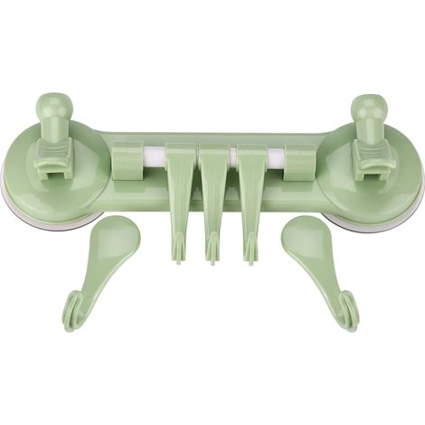 Porte-Serviettes Avec Ventouse - Rotation 360 Degrés - Pour Salle De Bain Et Cuisine - Support 5 Crochets Vert (1/5)