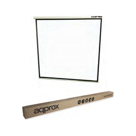 Schermo da parete approx (111) 200x200 per proiettore, soffitto/parete, tessuto white opaco e retro nero opaco