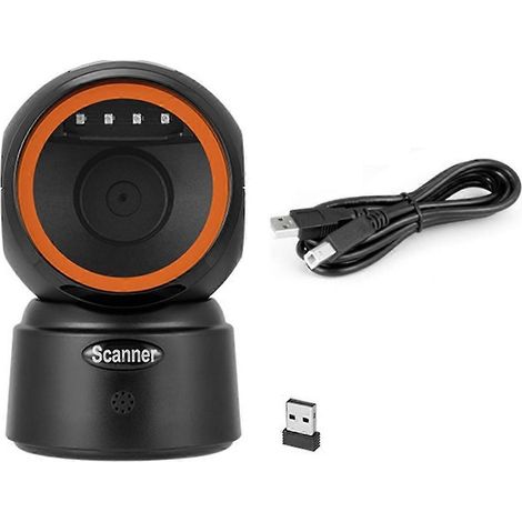 Lecteur de codes-barres QR 2D sans fil Bluetooth mains libres omnidirectionnel USB, lecteur de codes-barres QR 1D sur écran, lecture de codes-barres sur écran js (1/4)