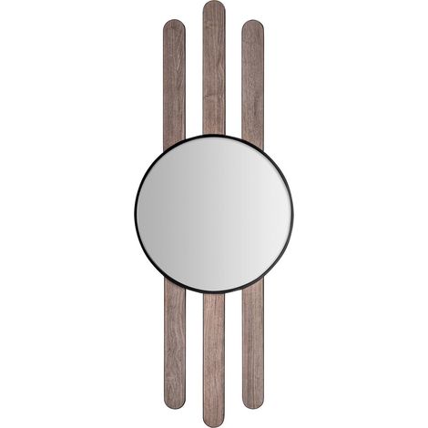 Miroir mural art déco bois mdf marron finition rugueuse - Marron bois effet vieilli (1/4)