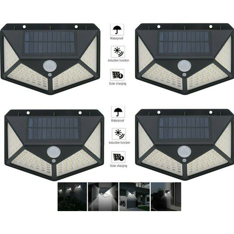 Faretto Esterno 114 LED Luce Fredda Lampada Energia Solare 4pz Sensore Movimento (1/5)