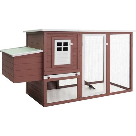 Gallinero de exterior con 1 caja nido 202 x 75 x 98 cm madera marrón 020001699
