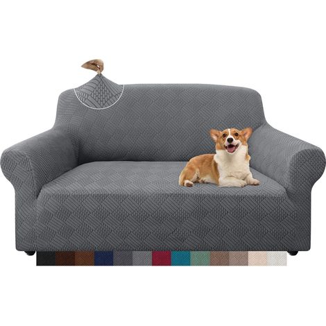 Elegant sofa cover, thick, 2-seater, elastic fabric, sofa protector, for children and pets, living room (2-seater, light grey) (1/5)