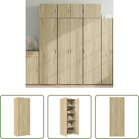 Buffet en bois - Buffet haut chêne sonoma 70x42,5x185 cm bois d'ingénierie (1/5)