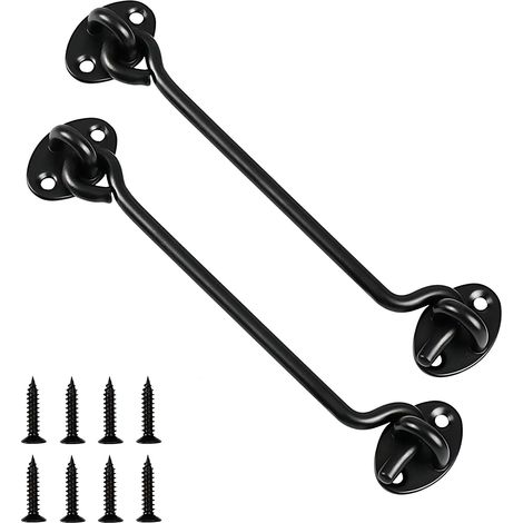 2 Pièces Crochet de Cabine de Grange Crochet et Loquet à œillet en Acier Inoxydable avec Vis pour Portes de Grange Fenêtres Portes Chalets (8 pouces) (1/5)