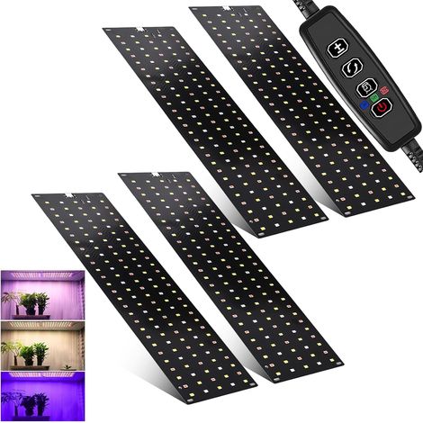 Lot de 4 lampes LED à spectre complet - 540 LED - Avec 3 modes d'éclairage - Pour plantes d'intérieur - Avec minuterie - 10 types de luminosité (1/5)