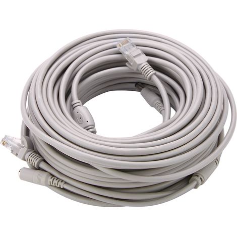 Câble Ethernet RJ45+DC 5M/10M/15M/20M pour caméras IP et système NVR 10Mbps/100Mbps (20M) (1/5)