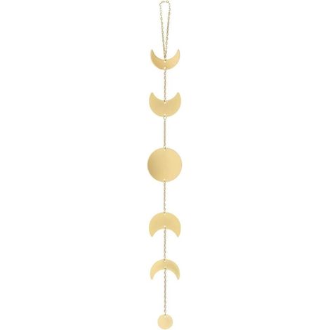 Guirlande de phases lunaires Mkouo en métal, style bohème chic, décoration murale dorée. Idéale pour appartement, dortoir, bureau, (1/5)