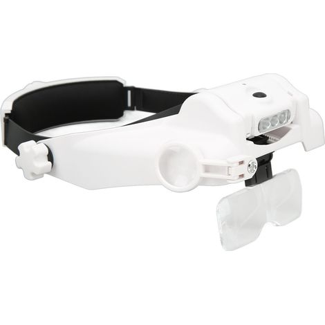 Loupe binoculaire frontale réglable 3 LED rechargeable USB, 23 grossissements, loupe de tête avec 5 lentilles en ABS acrylique pour bricolage bijouterie couture lecture (1/5)