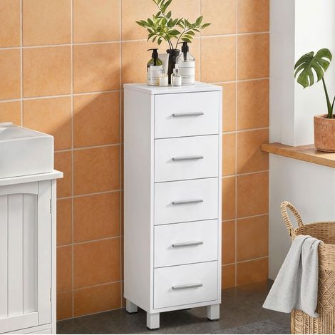 Cassettiera bagno 5 cassetti in legno bianca OKMYHOME (1/5)