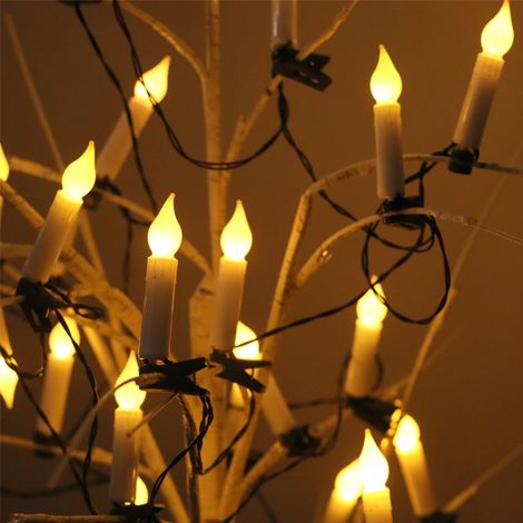 LED-Kerzenclips, Weihnachtsbeleuchtung für den Innenbereich, Partydekoration, batteriebetrieben, dunkelgrünes Kabel, 5 Meter, 20 Lichter, Batteriehalter. (1/2)