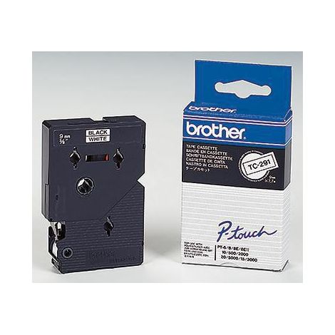 BROTHER Schriftbandkassette Brother P-touch TC-291 9 mm x 7,7 m (B x L) weiß schwarz