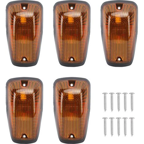 Feu de position de cabine ambre résistant aux intempéries, 5 pièces, en forme de goutte d'eau, pour camping-car, camion, pick-up, 12V (1/5)