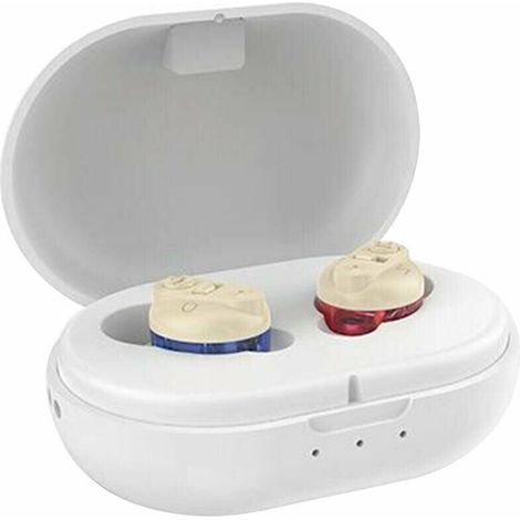 LaBlanc - Paire de prothèses auditives de charge magnétique pour canal auditif Amplificateur de son intelligent à réduction de bruit pour boîte de charge portable pour personnes âgées, rouge et bleu (1/5)