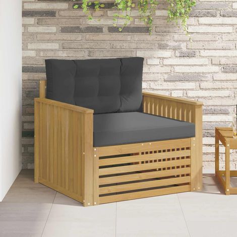 Canapé de Jardin Modulable 1 Place en Bois d'Acacia Massif Blanc et Anthracite - PANGIVO (1/5)