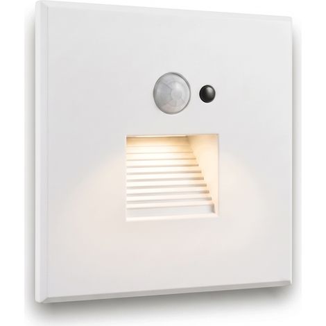 Lampada a LED per scale, bianca, 230V, in alluminio, con sensore di movimento e crepuscolare, 3000K (1/5)