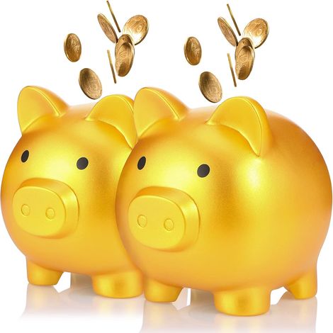 Lot de 2 Tirelire Cochon Plastique, Bouchon à vis, Design mignon, Pour enfants et adultes (1/5)