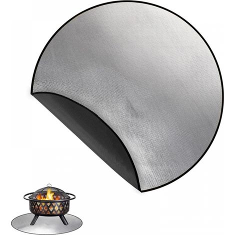 Tapis de barbecue ignifuge et ignifuge pour barbecue en extérieur, camping, rond, 91 cm (un côté en silicone, un côté en aluminium) (1/5)