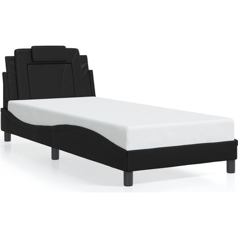 Lit simple,Lit adulte,Cadre de lit Viana sans matelas noir 90x200 cm similicuir CFW1444075 (1/5)