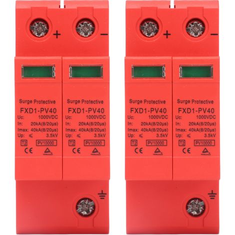 2-poliges DC-Überspannungsschutzgerät FXD1-PV40, 40 kA Überspannungsableiter für Solaranlagen, DC 1000 V/750 V/500 V mit Fernsignalisierungsfunktion (DC 1000 V)