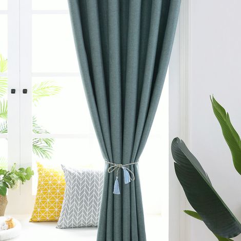 2er-Set Strapazierfähige, dicke, schimmelresistente, lichtundurchlässige Vorhänge für Schlafzimmer und Wohnzimmer, Dunkelgrün (2) (1/5)