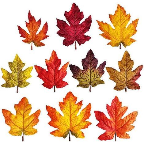 Packung künstliche Ahornblätter für die Herbstdekoration (10 Farben, sortiert) – 10 Stück (1/3)