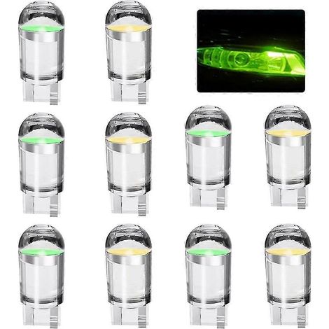 Lot de 10 ampoules LED W5W 194 T10 à culot W5W, faciles à installer, pour plaque d'immatriculation (12 V), couleur verte. (1/3)