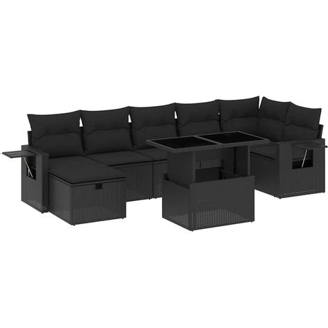 Maison Exclusive - Set de sofás de jardín 8 piezas y cojines ratá (1/5)