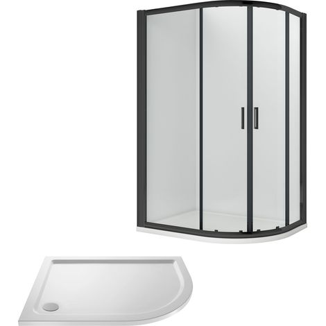 Balterley Almington Shower Enclosure Bundle: Offset Right Hand Quadrant & Slimline Tray, 1000 x 800 mm Black/White